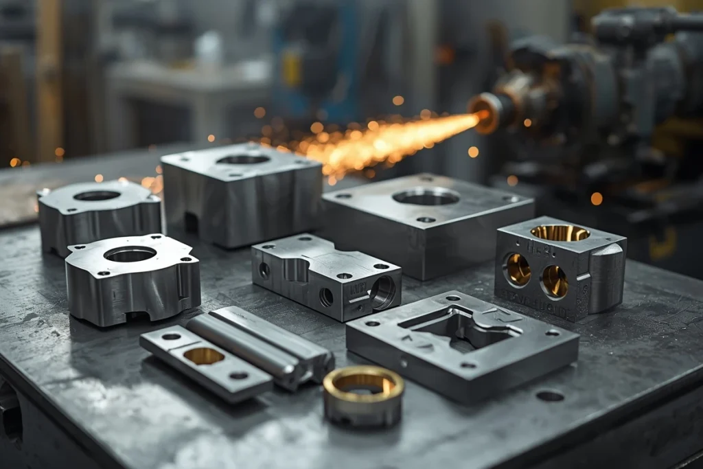 تصویر واقعی از فولادهای ابزار شامل بلوک‌های فولادی و قالب‌های صنعتی – آموزش فولادهای ابزار در نوژان